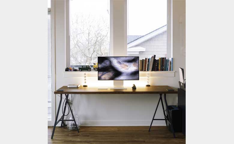 Silver iMac on Brown Wooden Table
